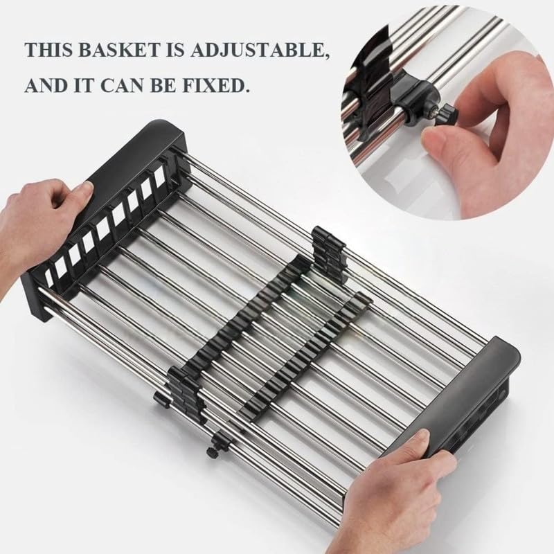 Expandable Dish Drying Rack for Kitchen Sink (Black)