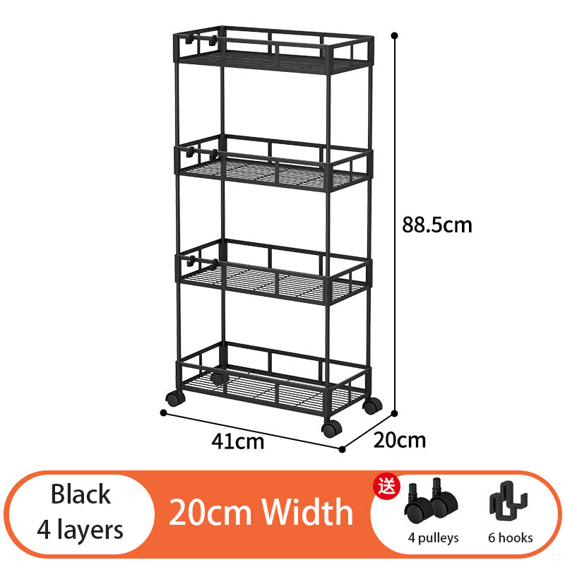 4 Tier Kitchen Storage Rack with Wheels | Slim Corner Organizer