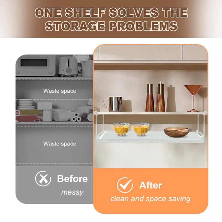 Adjustable Under Shelf Storage Rack | No Drill Organizer