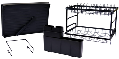 2 Tier Dish Drainer Rack with Utensil Holder & Drip Tray