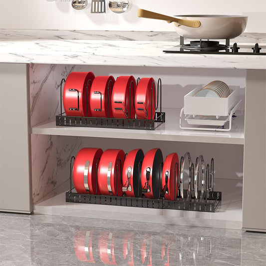 Pots and Pans Organizer Rack for Kitchen Cabinet & Countertop