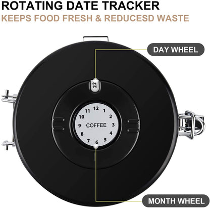 Airtight Coffee Canister 1.5L with CO₂ Valve & Date Tracker