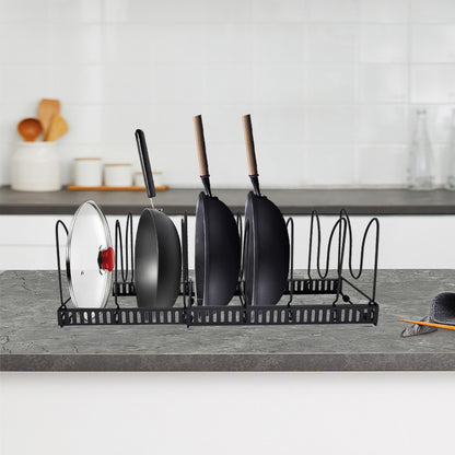 Pots and Pans Organizer Rack for Kitchen Cabinet & Countertop