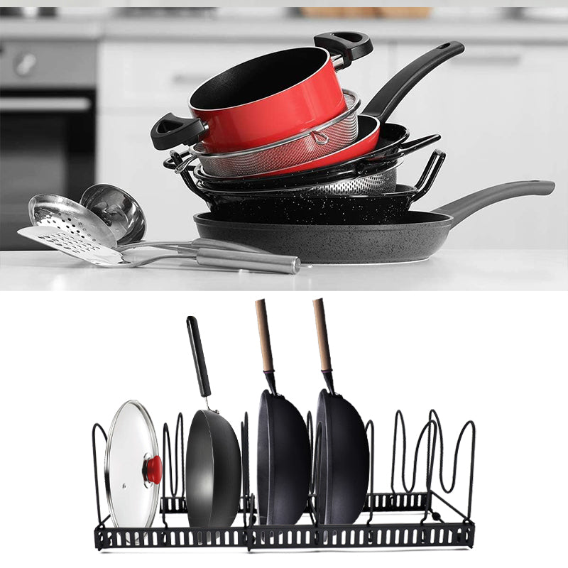 Pots and Pans Organizer Rack for Kitchen Cabinet & Countertop