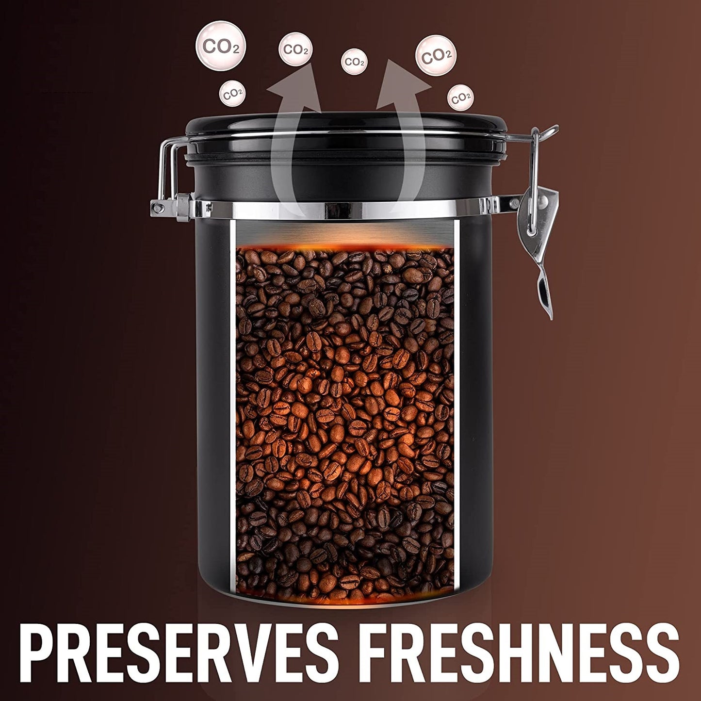 Airtight Coffee Canister 1.5L with CO₂ Valve & Date Tracker
