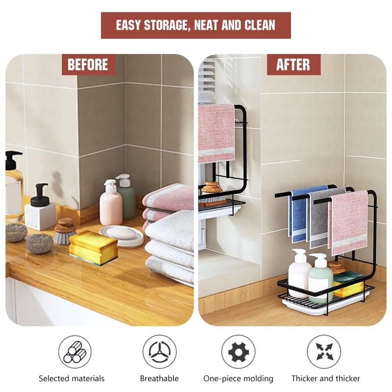 3 Bar Towel Holder Stand with Drain Tray