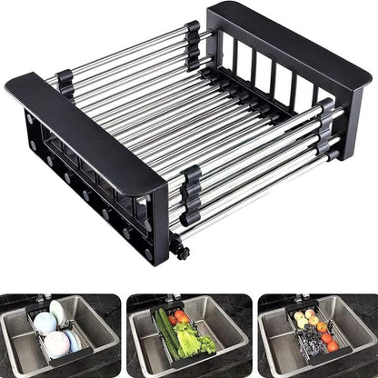 Expandable Dish Drying Rack for Kitchen Sink (Black)