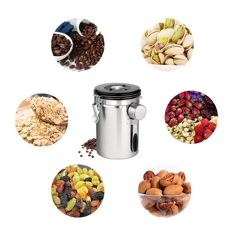 Airtight Coffee Canister 1.5L with CO₂ Valve & Date Tracker