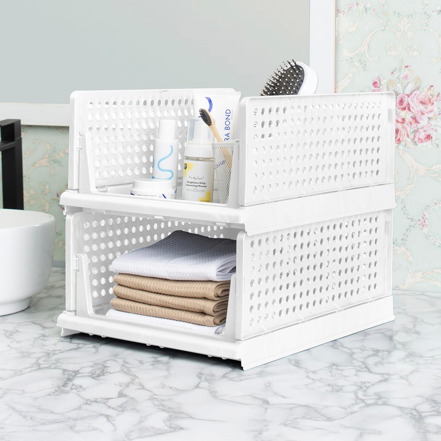 Zenlyf Stackable Wardrobe Organizer for Storage - Foldable Cupboard Cloth Organizer with Adjustable Sliding Drawer, Storage Box and Organiser for Efficient Wardrobe Space Management (2)