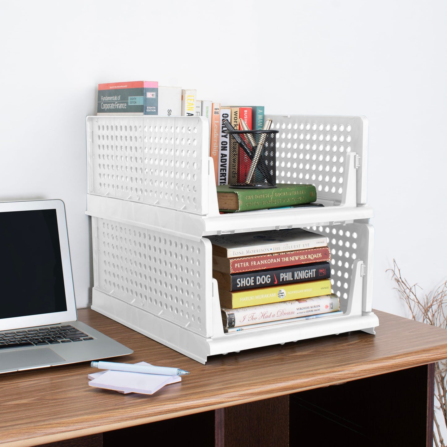 Zenlyf Foldable and Stackable Organizer For Cupboard Almirah Space For Clothes, Toys, Kitchen Essentials/Batrhroom Essentials and Office Stationaries (2, White)