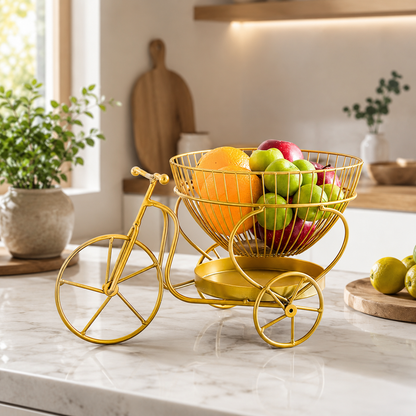 Bicycle Fruit Basket for Dining Table, Decorative Cycle Fruit & Snack Storage Basket