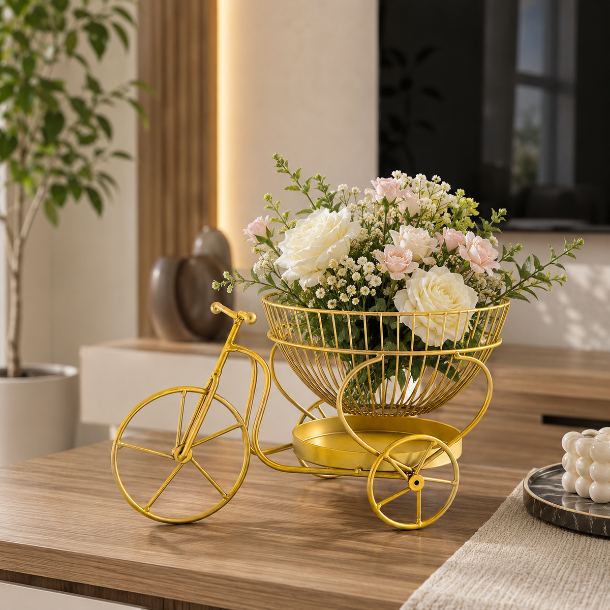 Bicycle Fruit Basket for Dining Table, Decorative Cycle Fruit & Snack Storage Basket