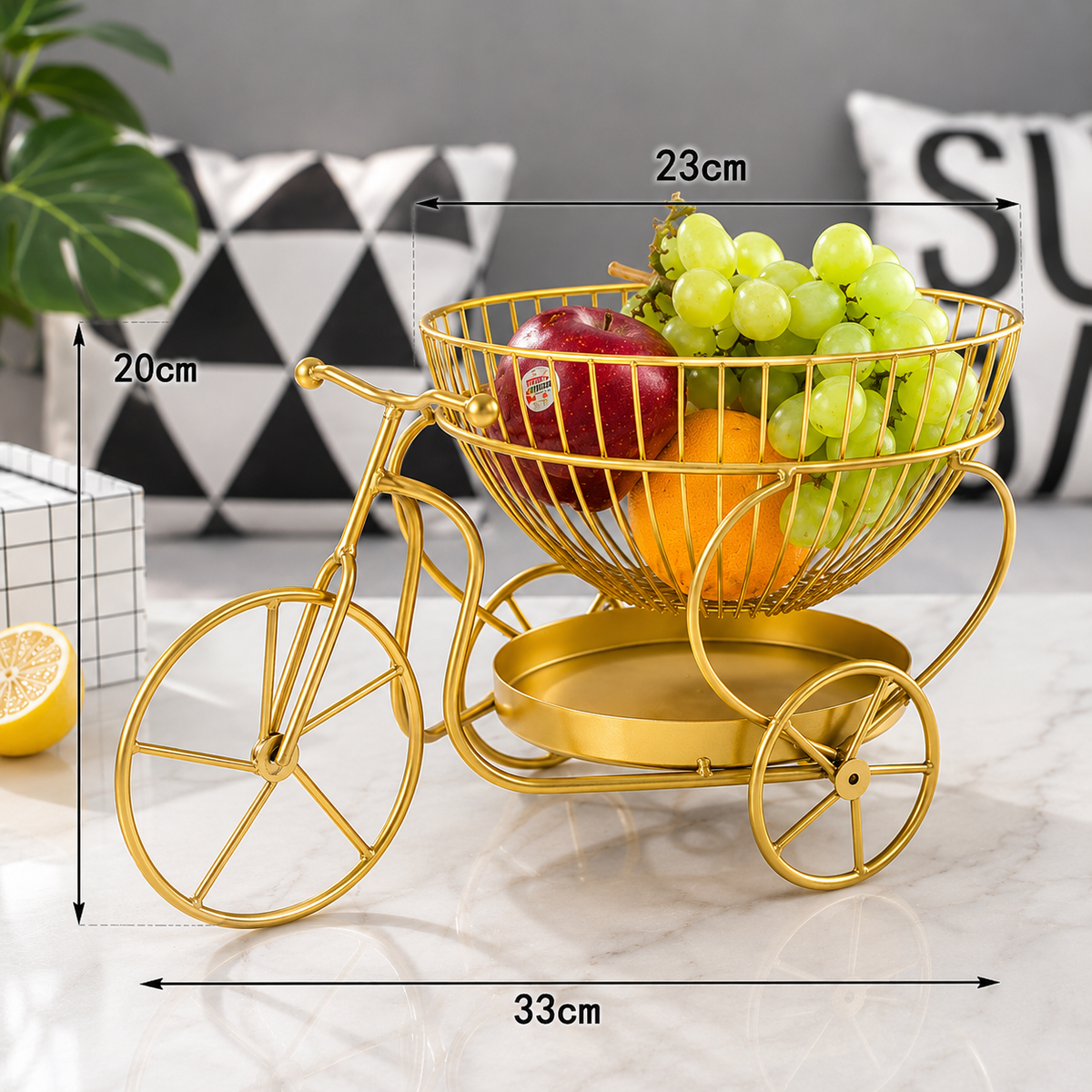 Bicycle Fruit Basket for Dining Table, Decorative Cycle Fruit & Snack Storage Basket