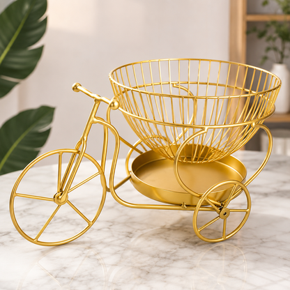 Bicycle Fruit Basket for Dining Table, Decorative Cycle Fruit & Snack Storage Basket