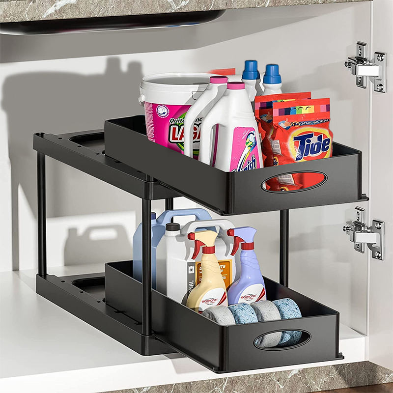 2-tier under sink organizer with double pull-out drawers
