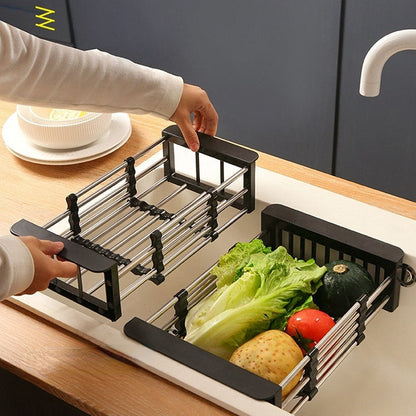 Expandable Dish Drying Rack for Kitchen Sink (Black)