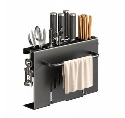 Wall Mounted Kitchen Organizer Rack with Utensil Holder (Compact)