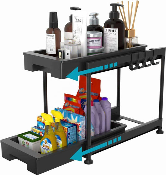 2-tier under sink organizer with double pull-out drawers