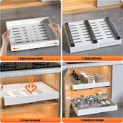 Adjustable Pull Out Kitchen Drawer Organizer for Cabinets