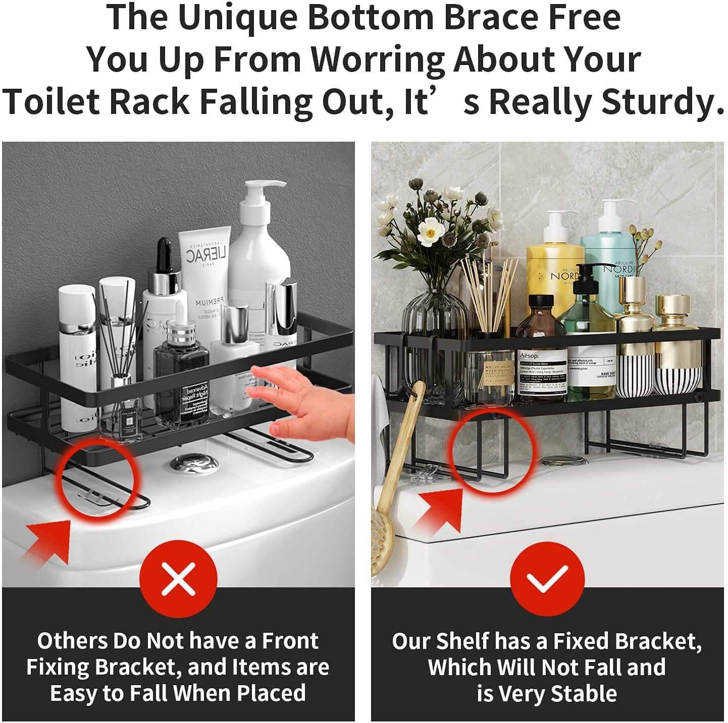 Single Layer Over Toilet Storage Rack | Bathroom Organizer Shelf