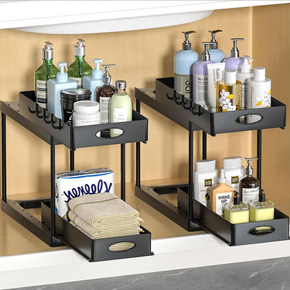 2-tier under sink organizer with double pull-out drawers