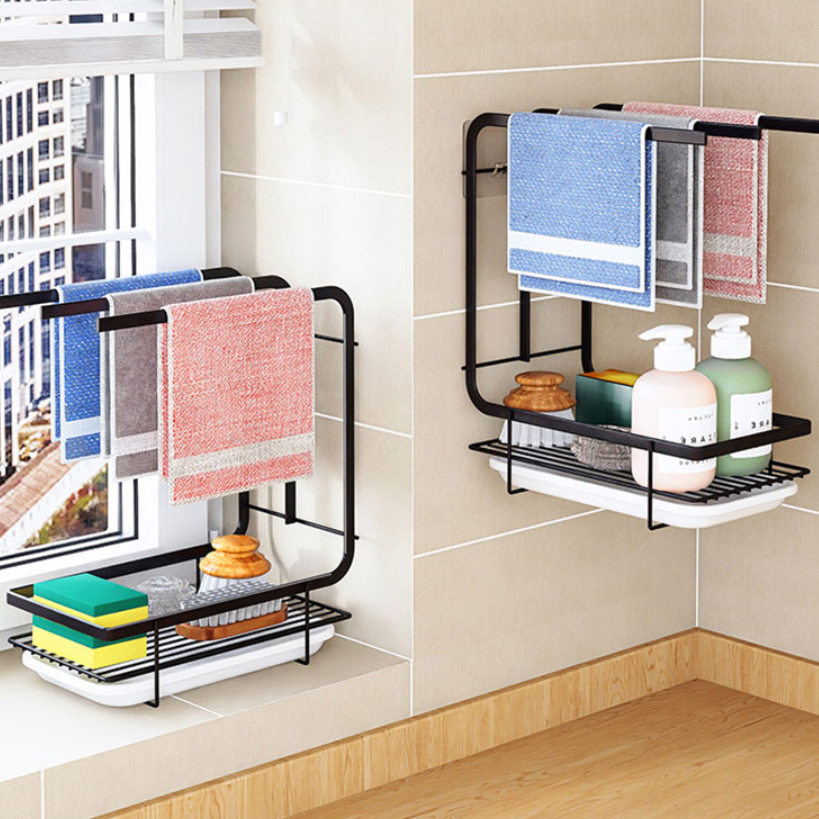 3 Bar Towel Holder Stand with Drain Tray