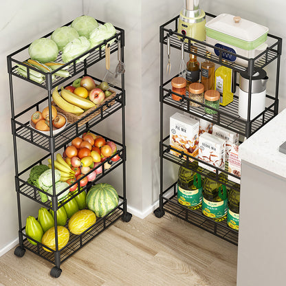 4 Tier Kitchen Storage Rack with Wheels | Slim Corner Organizer