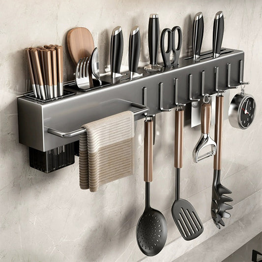 Wall Mounted Kitchen Utensils And Cutlery Holder Rack (Long)