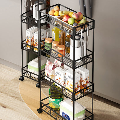 4 Tier Kitchen Storage Rack with Wheels | Slim Corner Organizer