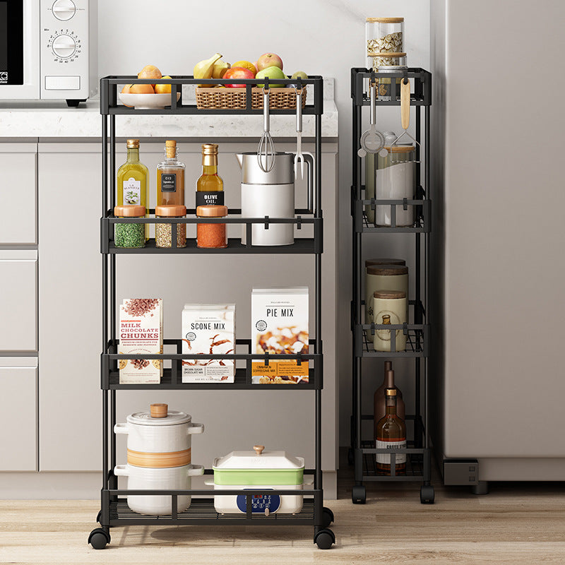 4 Tier Kitchen Storage Rack with Wheels | Slim Corner Organizer