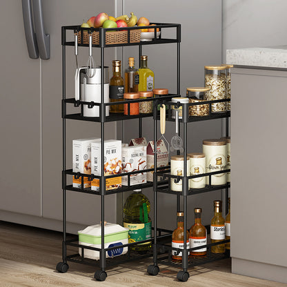 4 Tier Kitchen Storage Rack with Wheels | Slim Corner Organizer