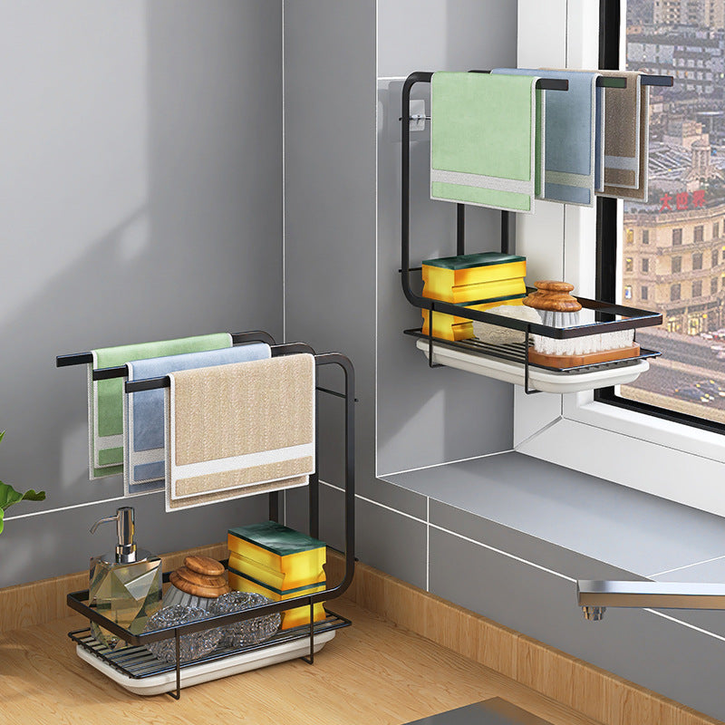 3 Bar Towel Holder Stand with Drain Tray