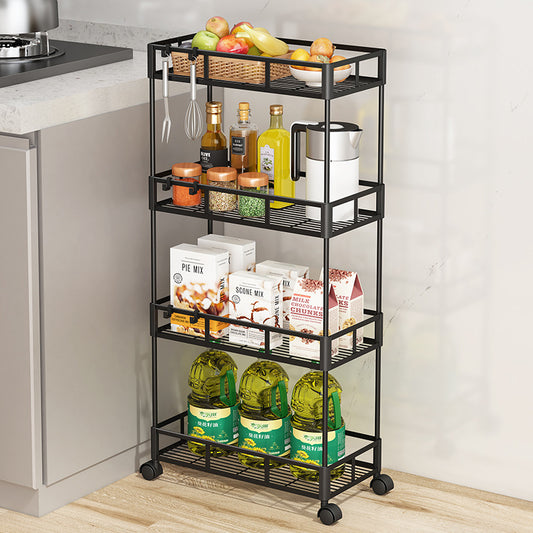 4 Tier Kitchen Storage Rack with Wheels | Slim Corner Organizer
