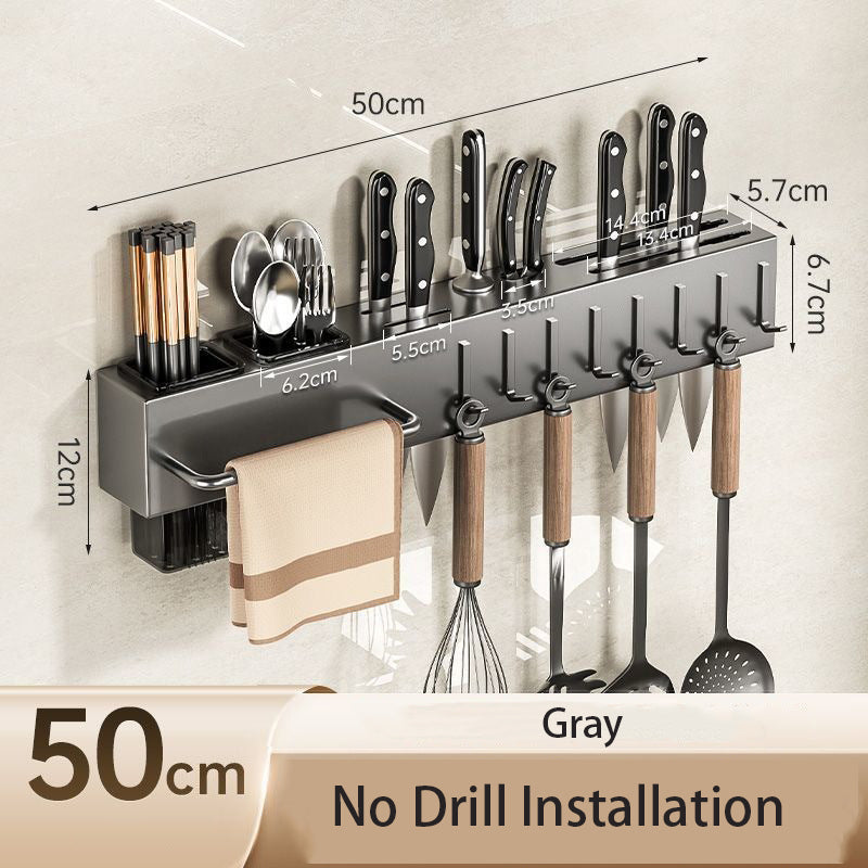 Wall Mounted Kitchen Utensils And Cutlery Holder Rack (Long)