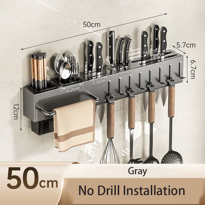 Wall Mounted Kitchen Utensils And Cutlery Holder Rack (Long)