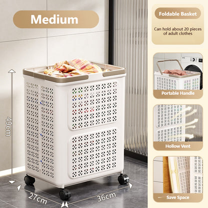 Foldable Laundry Basket with Wheels | Space-Saving Storage