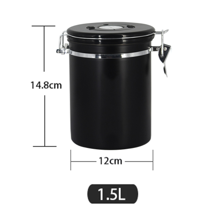 Airtight Coffee Canister 1.5L with CO₂ Valve & Date Tracker