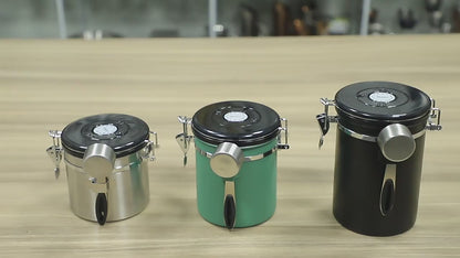 Airtight Coffee Canister 1.5L with CO₂ Valve & Date Tracker
