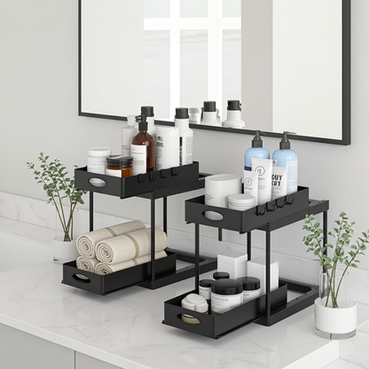 2-tier under sink organizer with double pull-out drawers